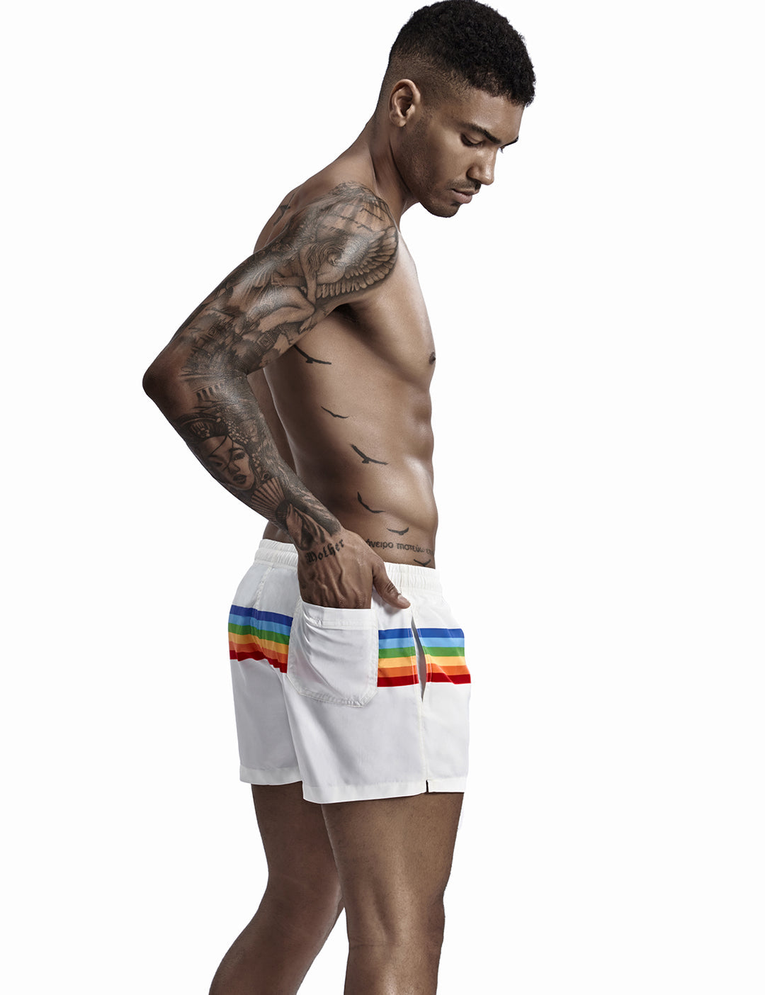 Short de Bain Homme Blanc SEOBEAN RAINBOW