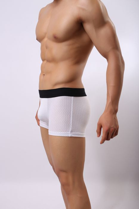 Boxer Herren LJ Mesh Belüftet Weiß und Schwarz