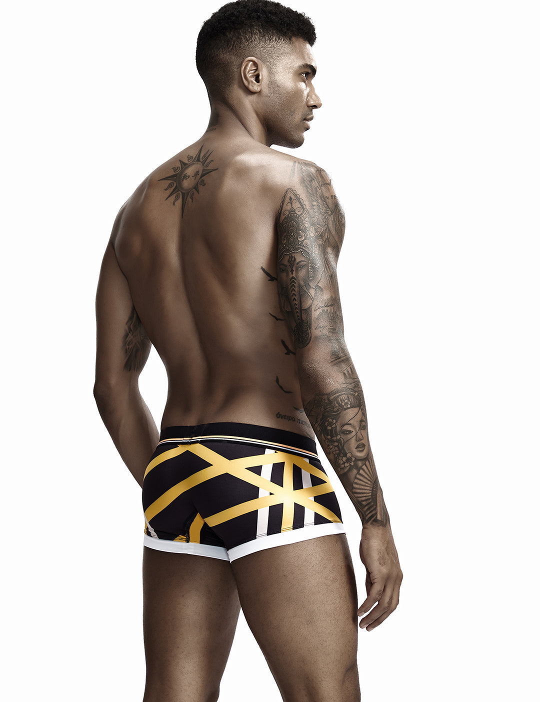 Boxer Preto/Dourado Homem SEOBEAN