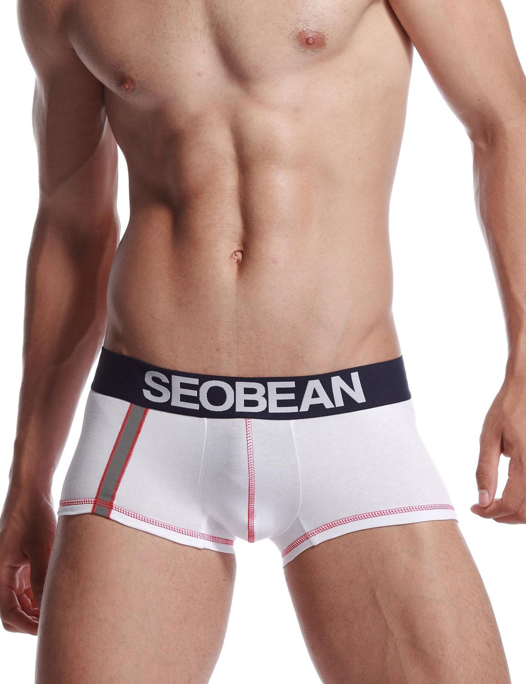 Boxer Weiß für Herren SEOBEAN - Design mit grauem reflektierendem Band