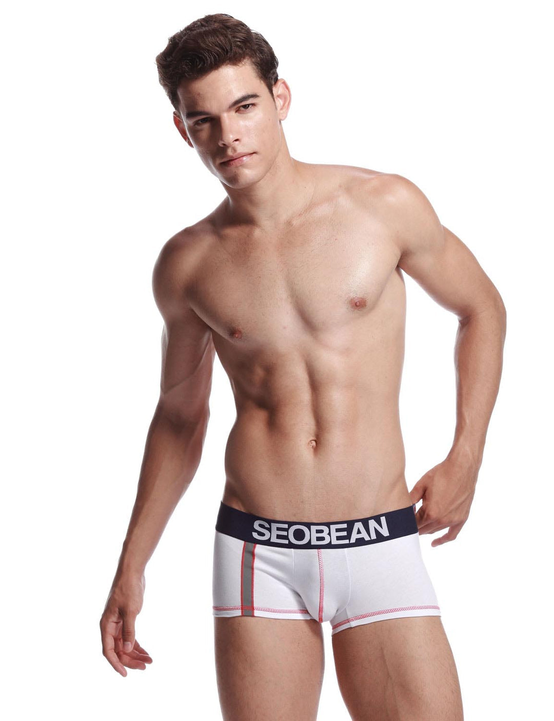 Boxer Weiß für Herren SEOBEAN - Design mit grauem reflektierendem Band