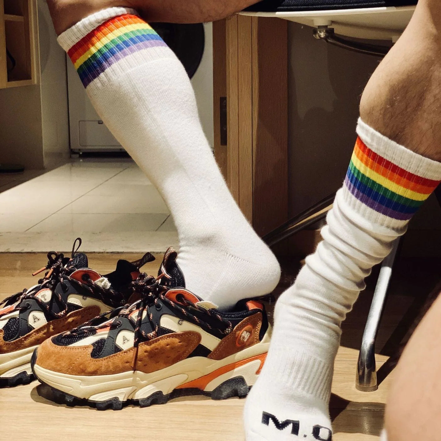 Chaussette Blanche LGBT Rainbow