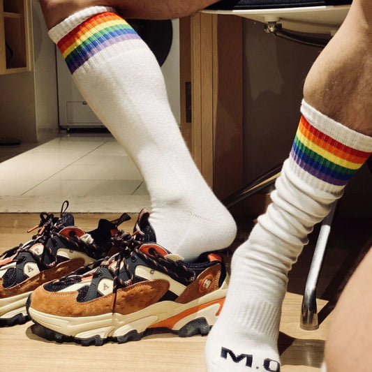 Socken Herren Weiß Regenbogen