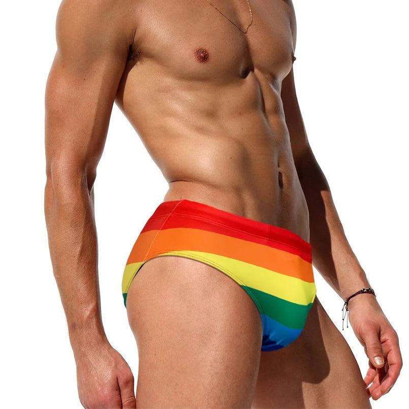 Slip de Bain Homme Arc en Ciel JESSBORN Rainbow Style