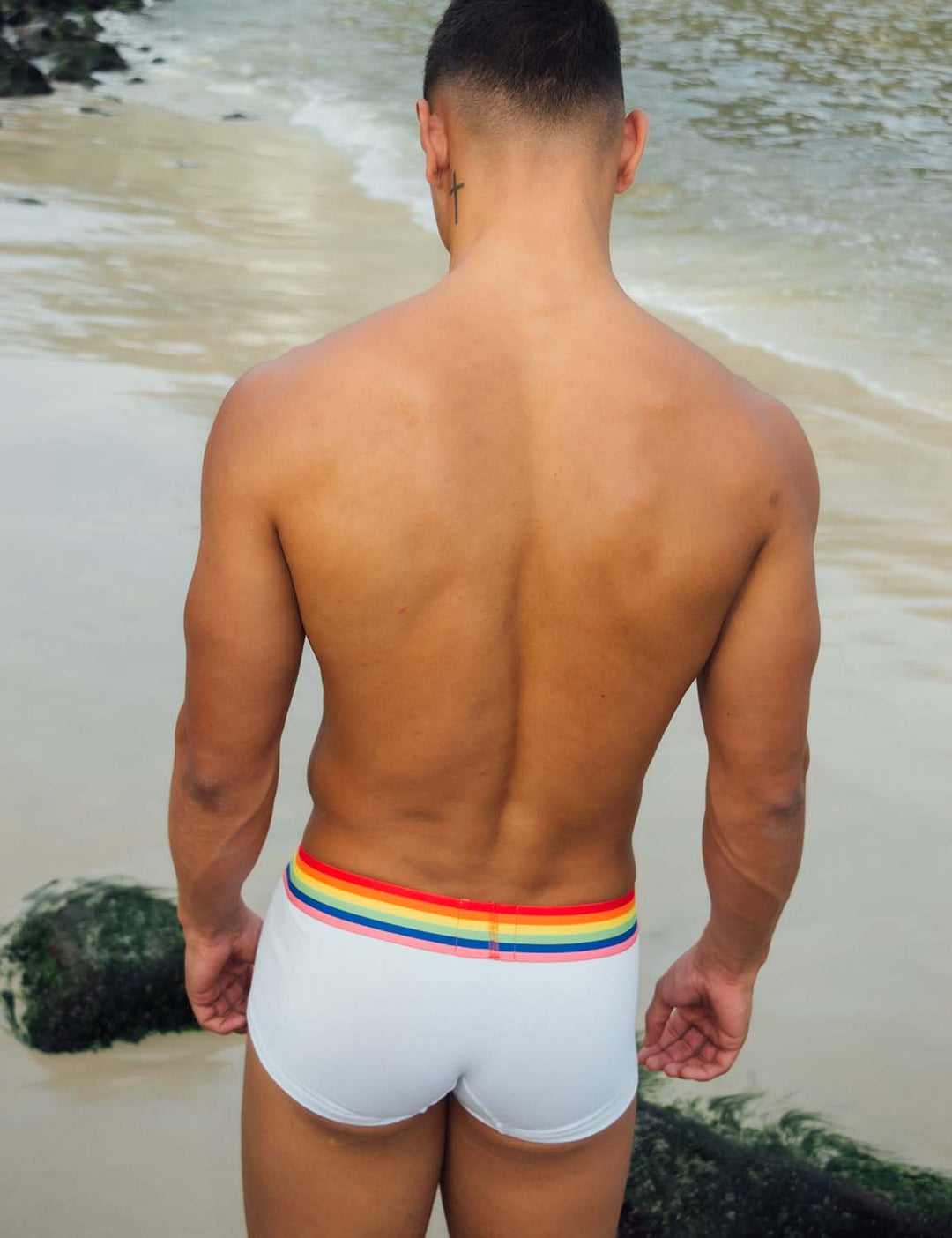 Boxer Weiß Herren SEOBEAN - Regenbogenflagge Gürtel für einen einzigartigen Stil