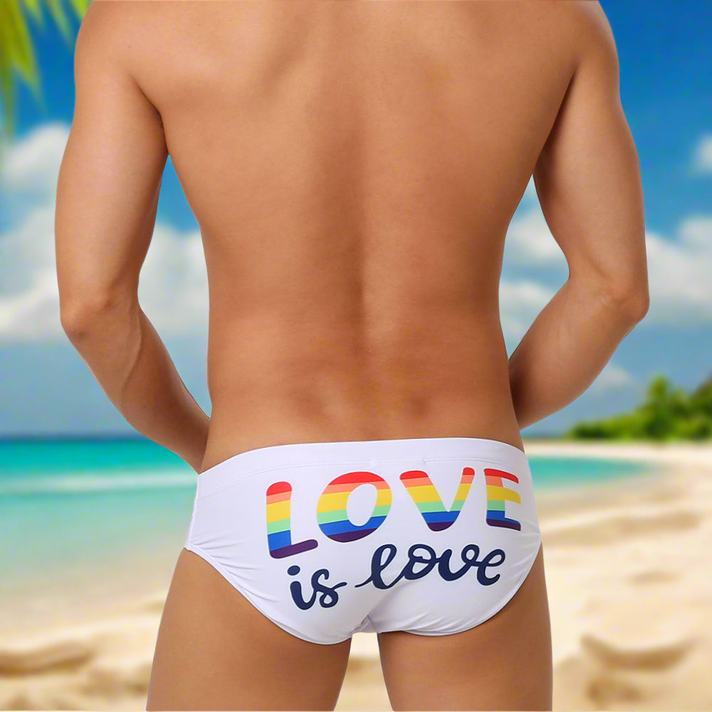 Slip de Bain Blanc Love is Love Homme UXH Rainbow