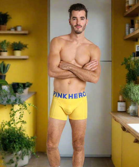 Boxer Amarelo Homem PINK HERO