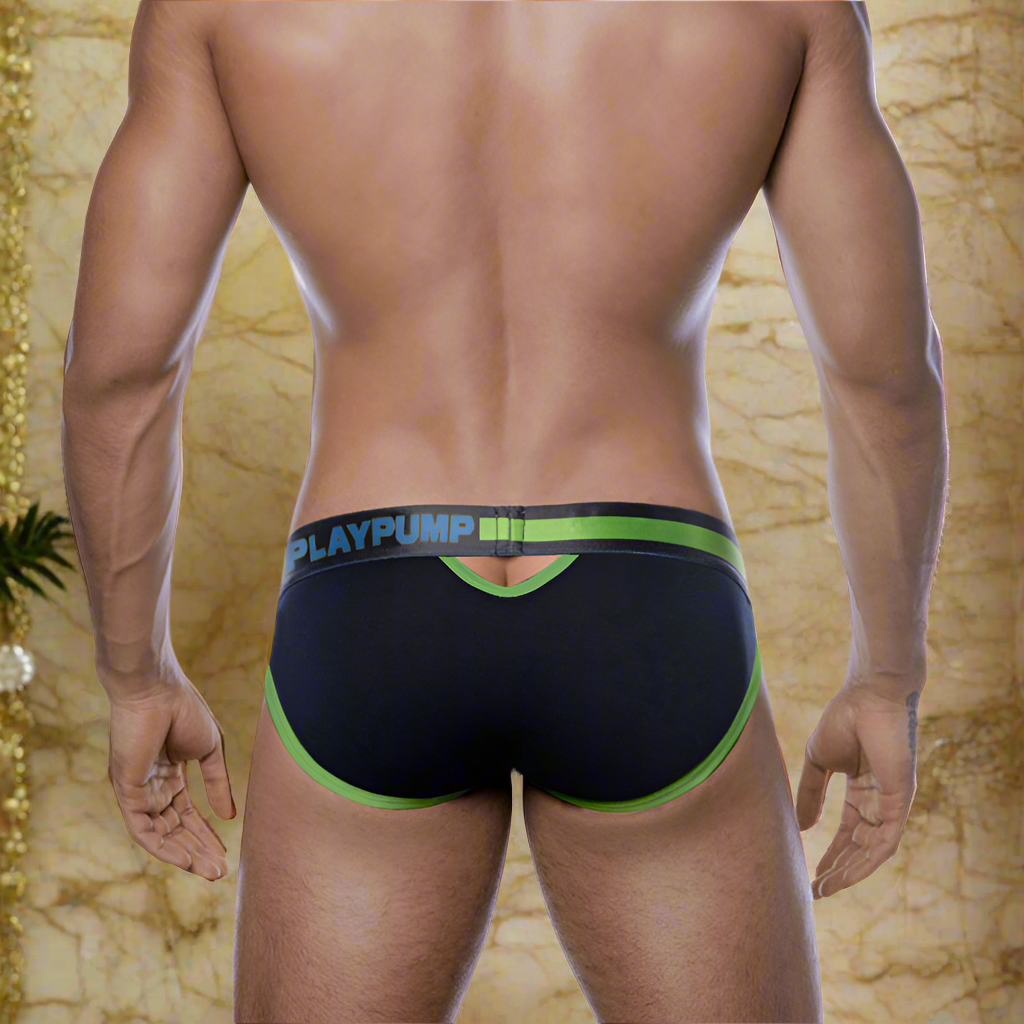 Slip Homme PLAYPUMP – Noir & Vert, Audace et Confort