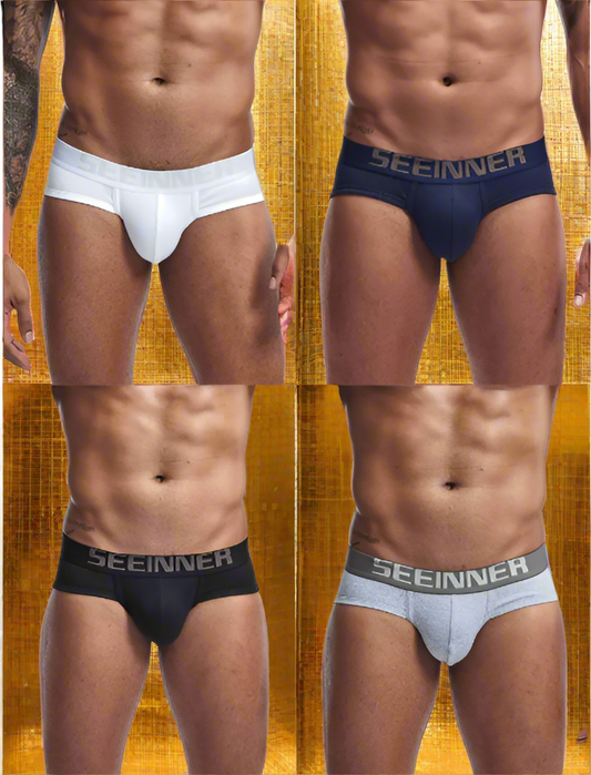 Lot de 4 Slips Homme en Coton – Seeinner, Confort et Élégance
