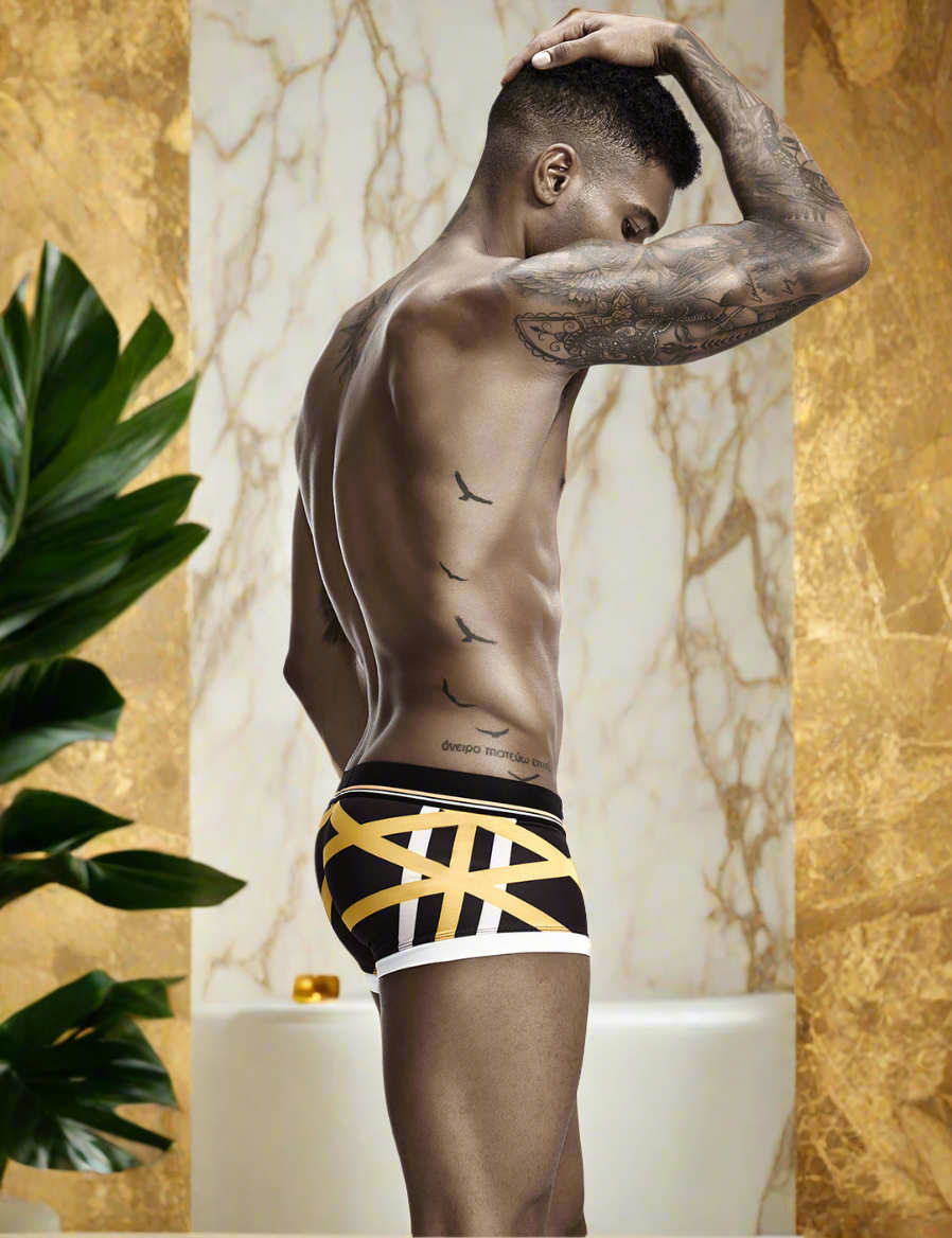 Boxer Preto/Dourado Homem SEOBEAN