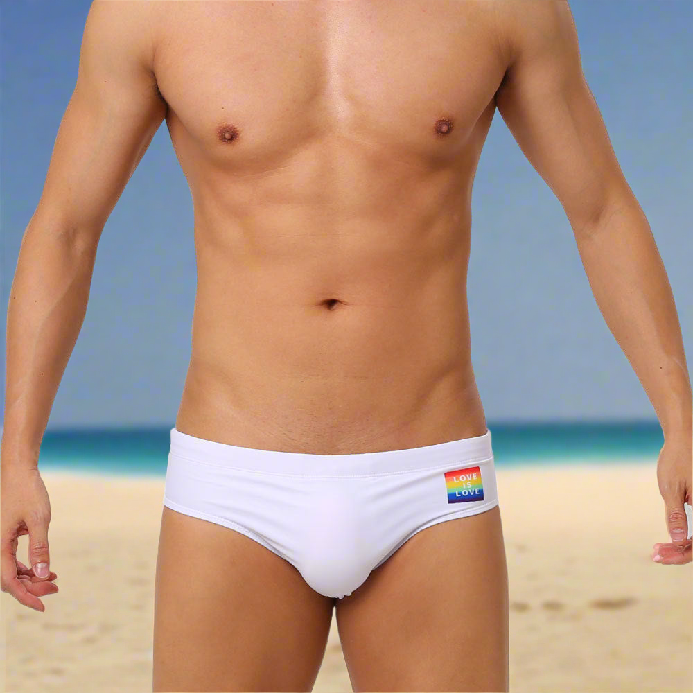 Slip de Bain Blanc Love is Love Homme UXH Rainbow